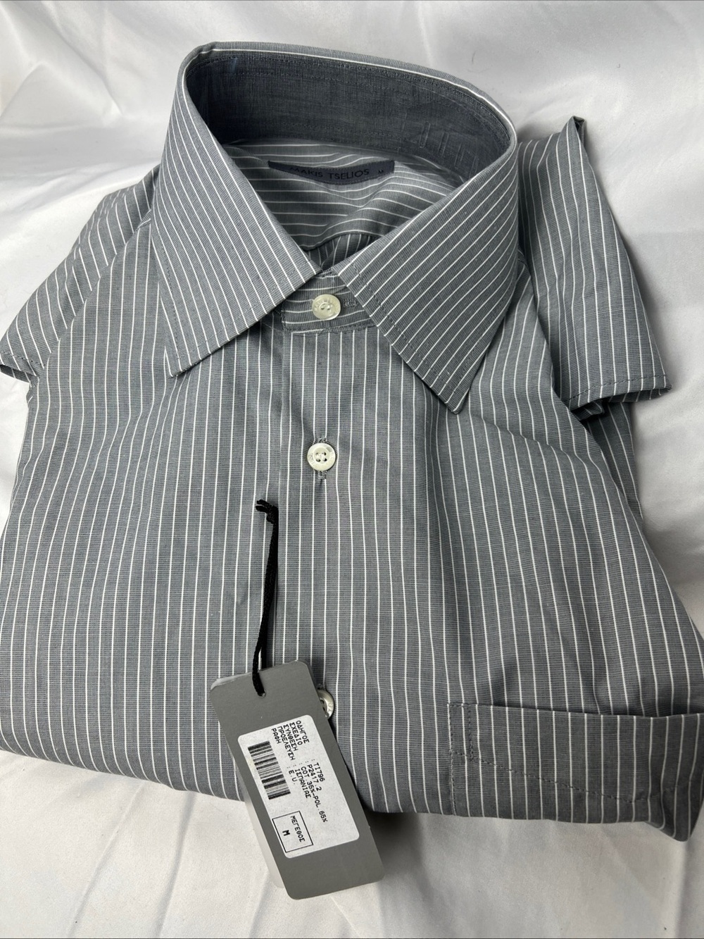 Men's Gray Pinstripe Dress Shirt